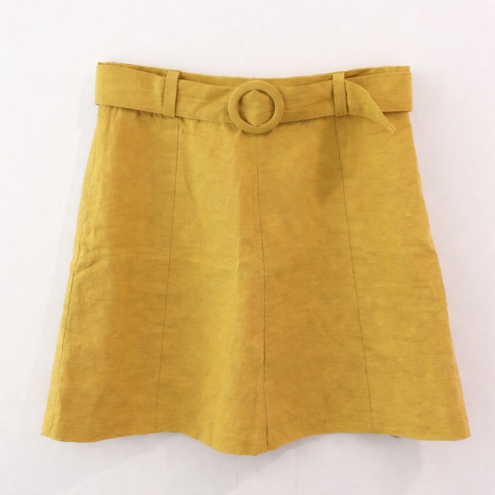Korean Mustard Yellow Skirt with Belt